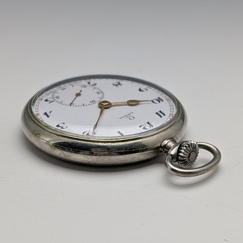 1935 Vintage Omega Pocket Watch Alloy Case Open Face Works Well